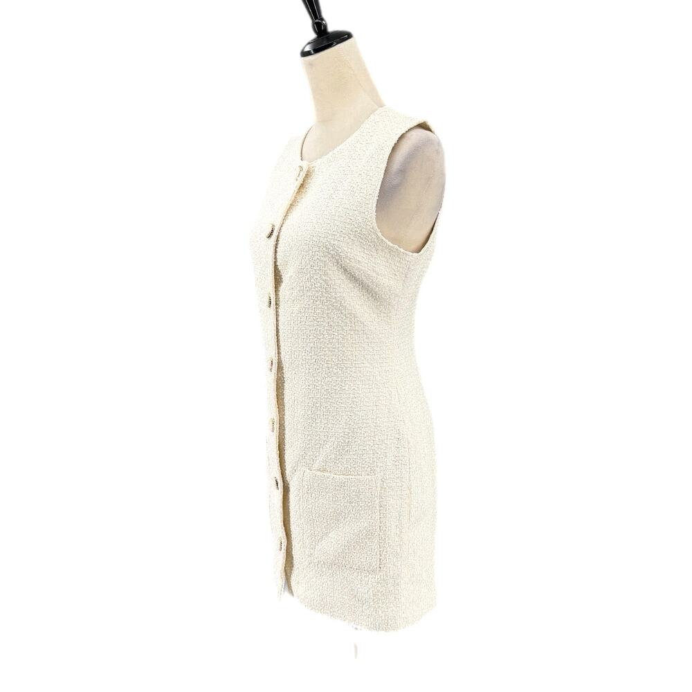 Endless Rose NEW Ivory White Tweed Polished Bridal Chic Romantic Mini Dress - Picture 5 of 11